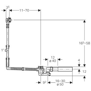 Слив-перелив Geberit 150.525.21.1 удлиненный полуавтомат